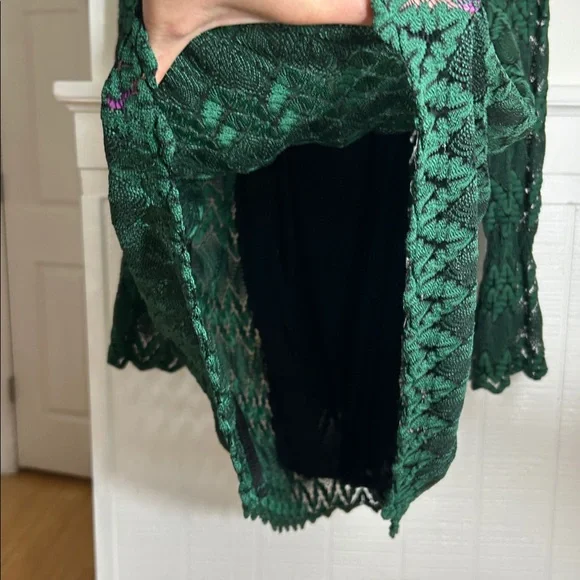 Free People Simone Mock Neck Lace Dress, dark green, women’s size XS - Picture 6 of 11